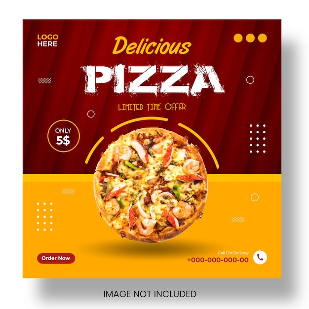 Modelo de banner de postagem de mídia social pizza