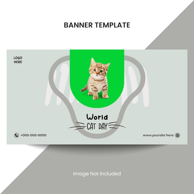 Modelo de banner de postagem de mídia social vetorial do dia mundial do gato