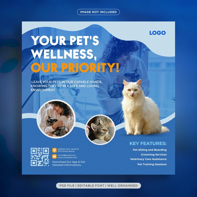 Modelo de banner de postagem do Instagram para adoção de animais de estimação
