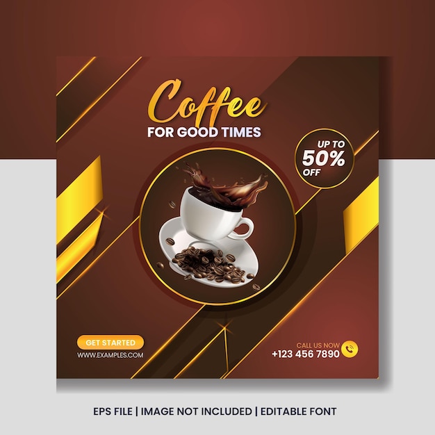 Modelo de banner de postagem do instagram para promoção de café fresco