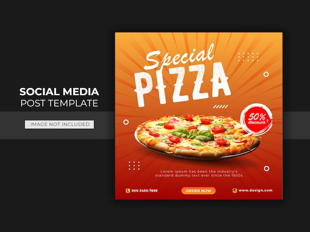 Modelo de banner de postagem do instagram para promoção de cardápio de pizza