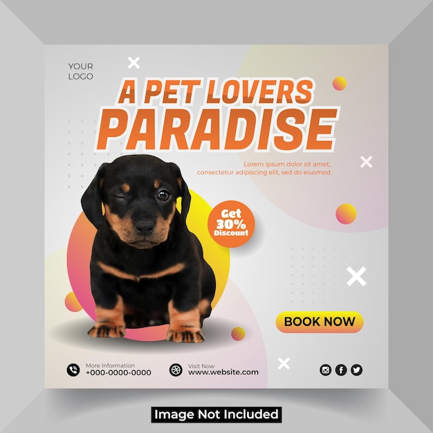 Vetor modelo de banner de postagem do instagram para promoção de pet shop