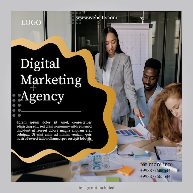 Modelo de banner de pôster de agência de marketing digital design plano para mídias sociais