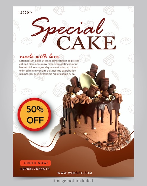 modelo de banner de pôster de padaria de bolo delicioso design plano para mídias sociais