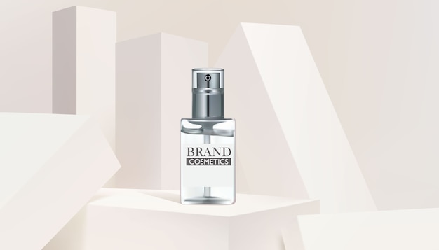 Modelo de banner de produto cosmético de frasco de vidro