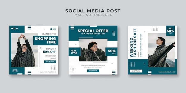 Modelo de banner de promoção de mídia social para loja de moda