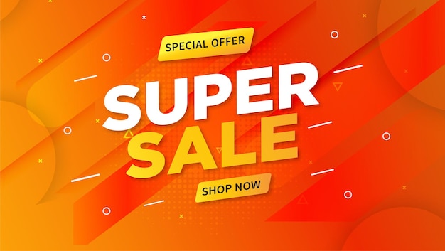 Modelo de banner de promoção de super venda premium vector