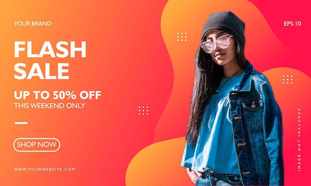 Vetor modelo de banner de promoção de venda de moda