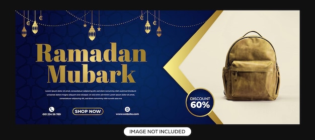 Modelo de banner de promoção de venda de ramadã mubarak