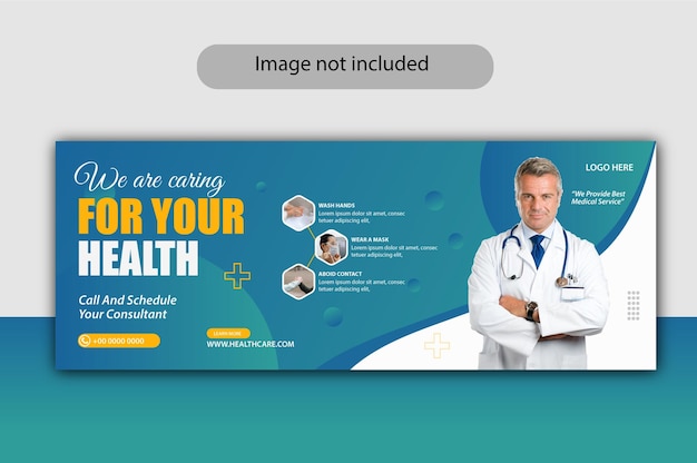 Modelo de banner de promoção na web de design de capa de facebook de saúde médica