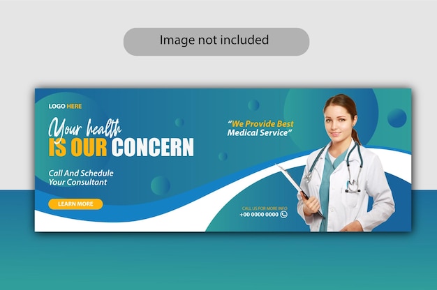 Modelo de banner de promoção na web de design de capa de facebook de saúde médica