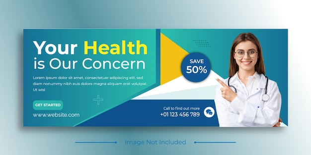 Modelo de banner de promoção na web de postagem de capa do facebook de saúde médica