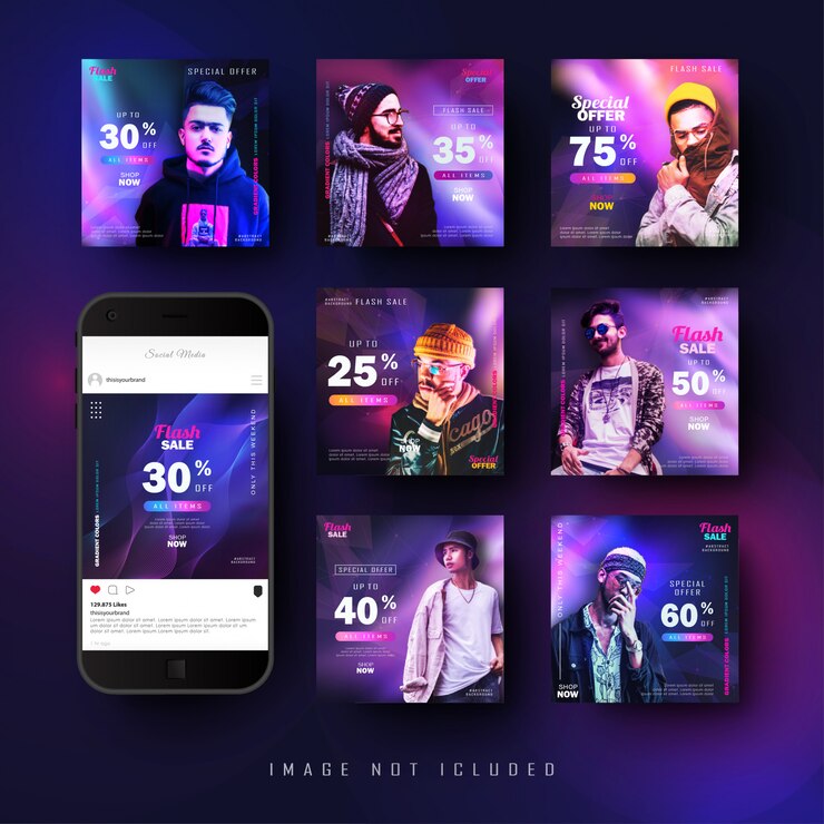 Modelo de banner de publicação de mídia social abstrata gradiente Instagram