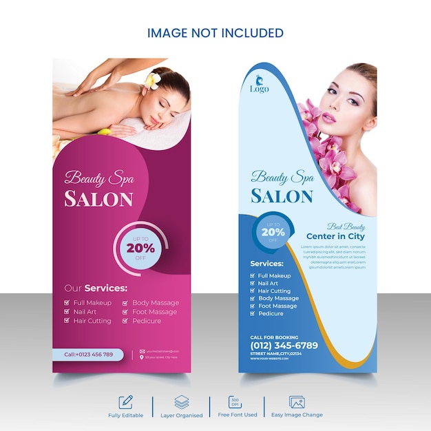 Modelo de banner de rolo de salão de beleza spa