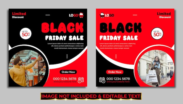 Modelo de banner de sexta-feira negra com promoções de mídia social
