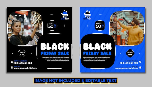 Modelo de banner de sexta-feira negra com promoções de mídia social