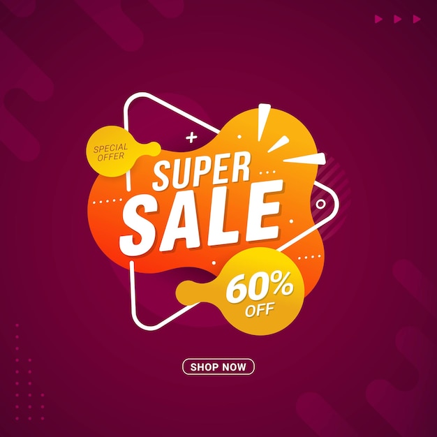 modelo de banner de super venda promoção de desconto de venda flash