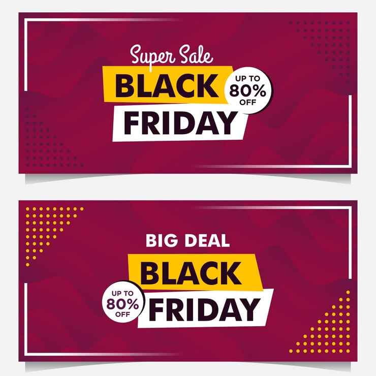Modelo de banner de venda Black Friday com estilo gradiente de fundo roxo