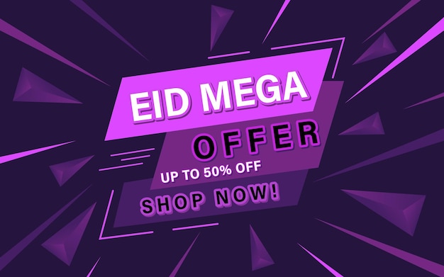 Modelo de banner de venda de desconto de mega oferta de eid