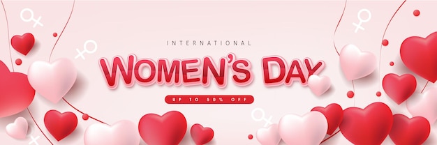 Modelo de banner de venda do dia internacional da mulher.