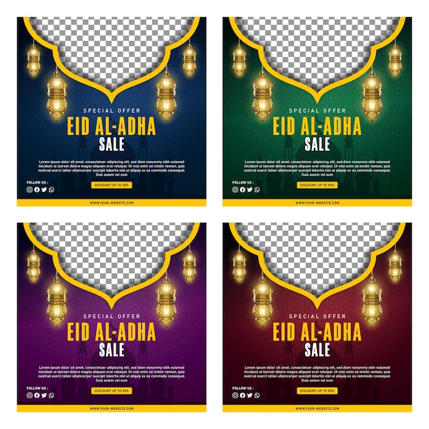 Vetor modelo de banner de venda eid al adha para post de mídia social