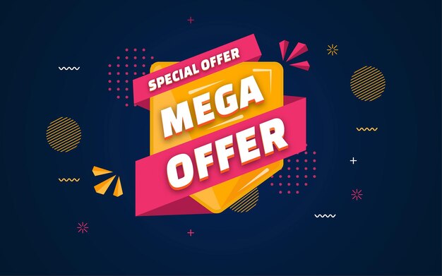 Modelo de banner de venda especial de oferta mega com efeito de texto editável
