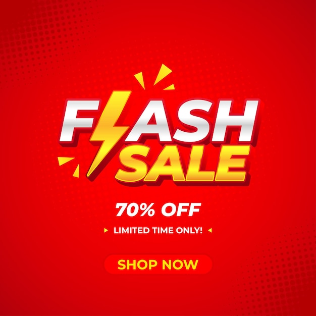 Modelo de banner de venda flash vermelho e amarelo