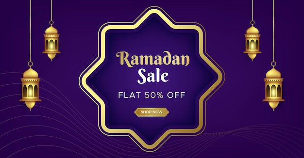 Modelo de banner de venda ramadan kareem