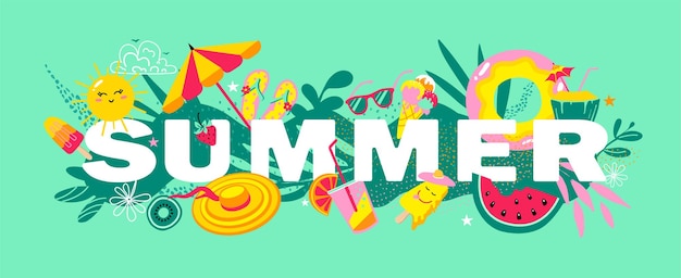 Modelo de banner de vetor de humor de verão