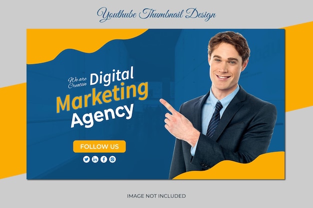 Modelo de banner de web de agência de marketing digital e corporativa