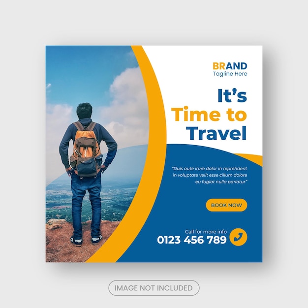 Modelo de banner do Instagram do amp de mídia social de viagens ou vetor premium de férias de férias de turismo