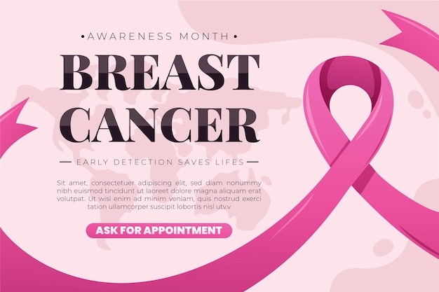 Vetor modelo de banner do mês de conscientização do câncer de mama