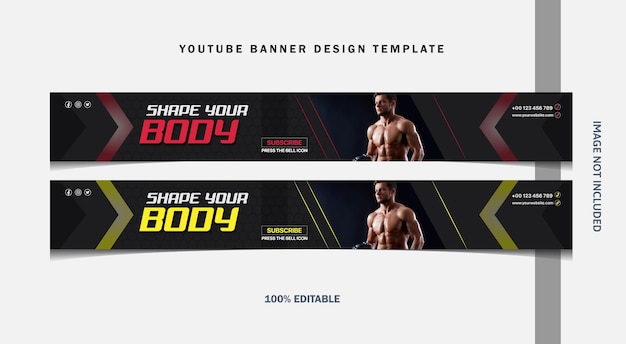 Modelo de banner do youtube fitness