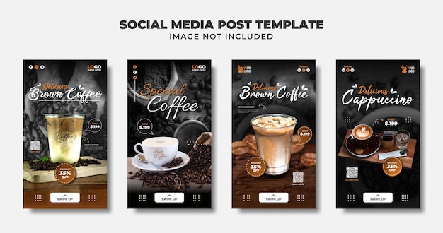 Modelo de banner e história do Instagram de mídia social de café para promoção
