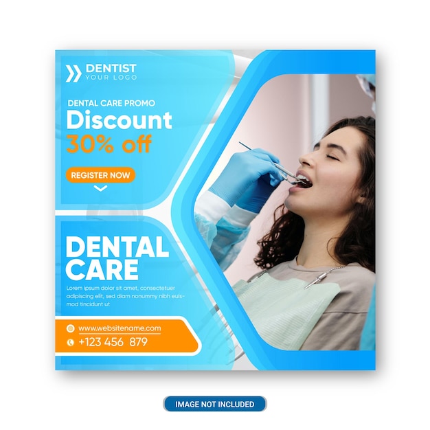 Vetor modelo de banner e mídia social de dentista e saúde