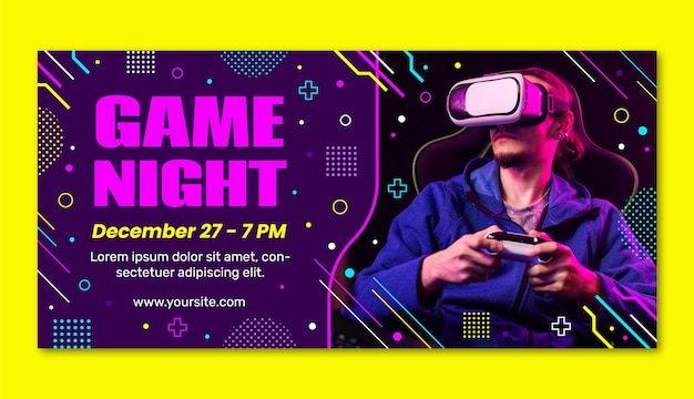 Modelo de banner horizontal da noite do jogo