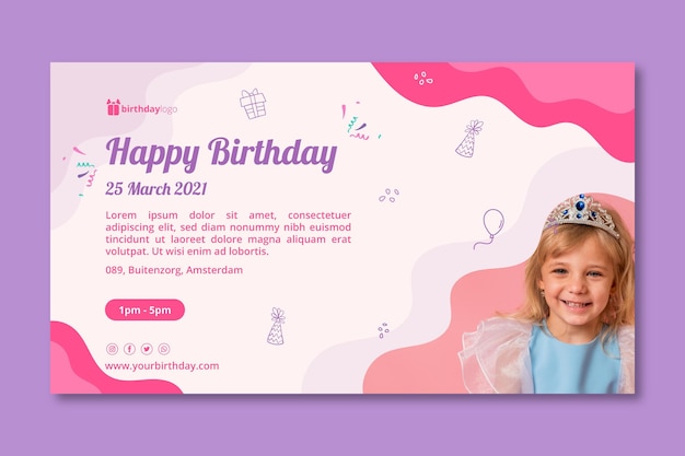Modelo de banner horizontal de celebração de aniversário