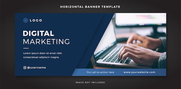 Modelo de banner horizontal de marketing digital