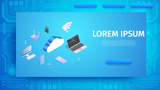 Modelo de Banner Horizontal de tecnologia de nuvem