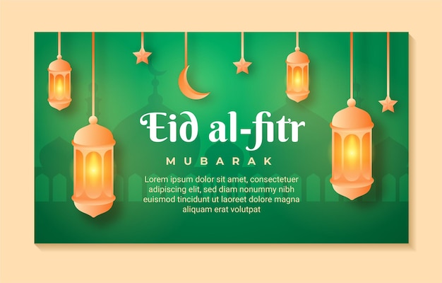 Modelo de banner horizontal eid alfitr