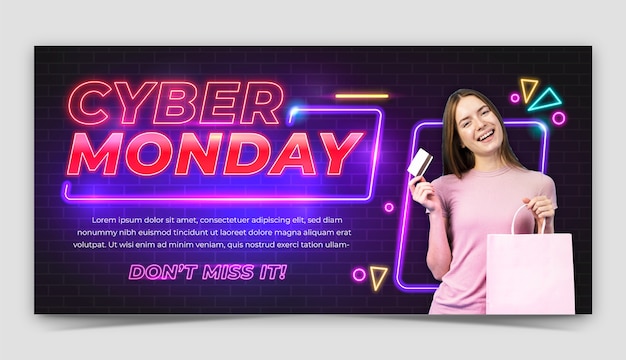 Vetor modelo de banner horizontal gradiente para venda na cyber monday