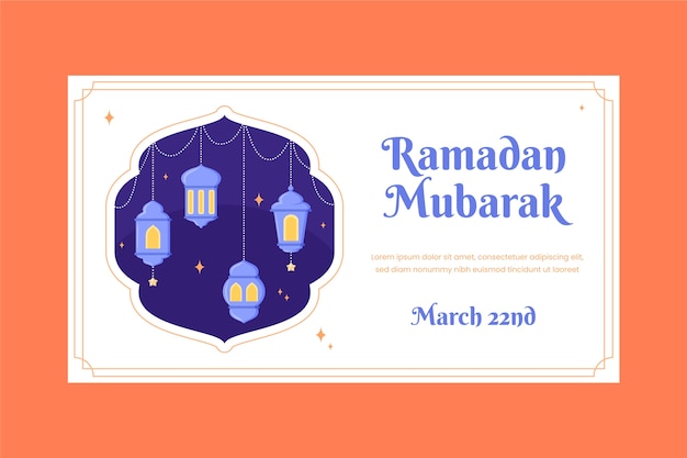 Modelo de banner horizontal para celebração islâmica do ramadã