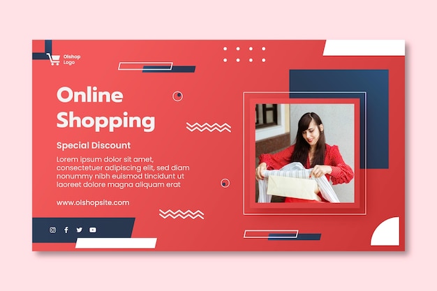 Modelo de banner horizontal para compras online