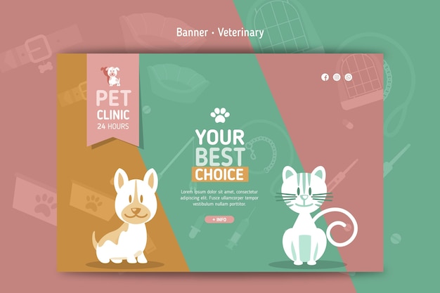 Modelo de banner horizontal para veterinário