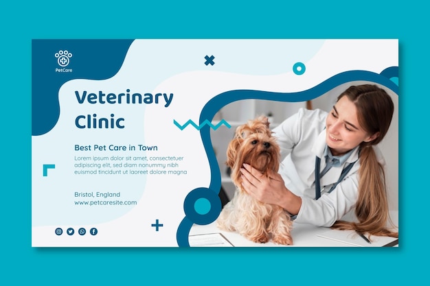 Vetor modelo de banner horizontal veterinário