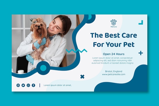 Modelo de banner horizontal veterinário