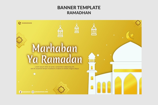 Modelo de banner ilustrado de ramadan kareem