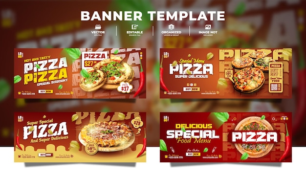 Modelo de banner italiano de pizza deliciosa para promoção