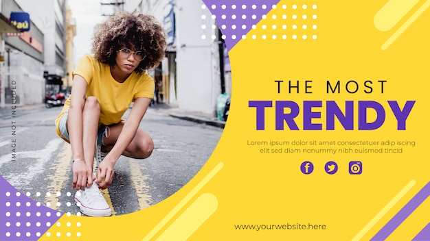 Modelo de banner na moda. Banner de moda promoção para site, folheto e cartaz