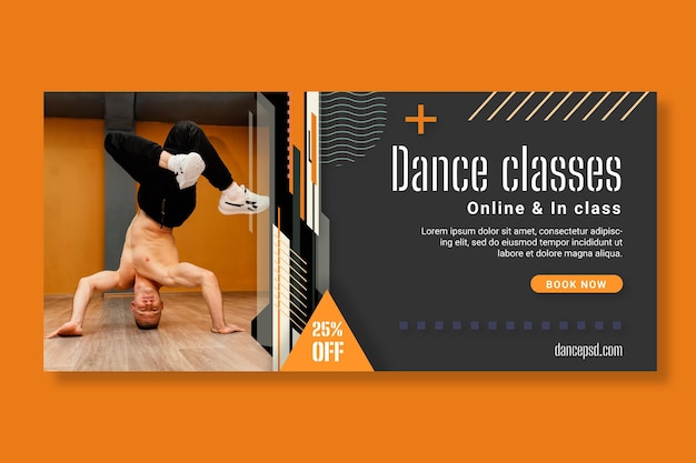 Vetor modelo de banner para aulas de dança